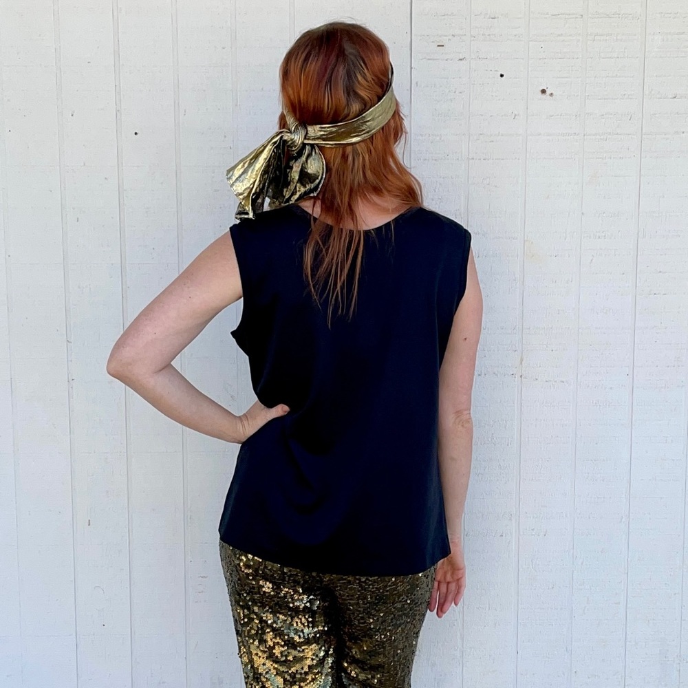 70s Black Disco Top Vintage Blouse - Picture 5 of 9